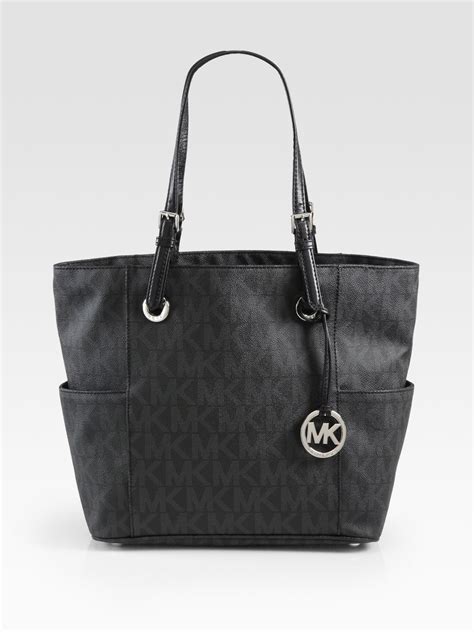 michael kors blue and grey purse|Michael Kors signature tote gray.